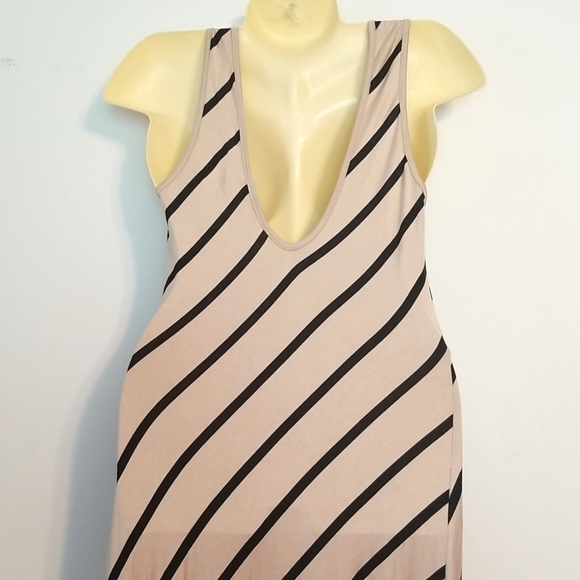 New Promesa Striped Long Maxi Dress Tshirt Soft Rayon Blend - Picture 6 of 8